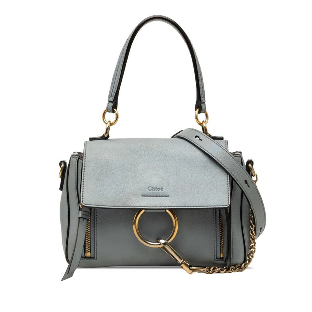 Chloe Fay Handbag Shoulder Bag Blue Leather